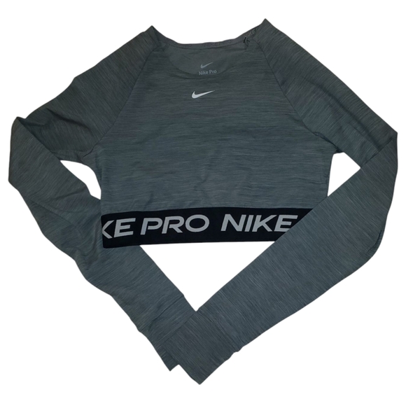 NWT Nike Pro 365 DRI-FIT Gray Long Sleeve Crop Top Medium - Picture 4 of 13